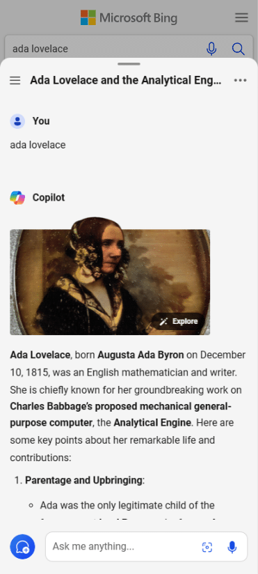 Copilot search results for 'ada lovelace'